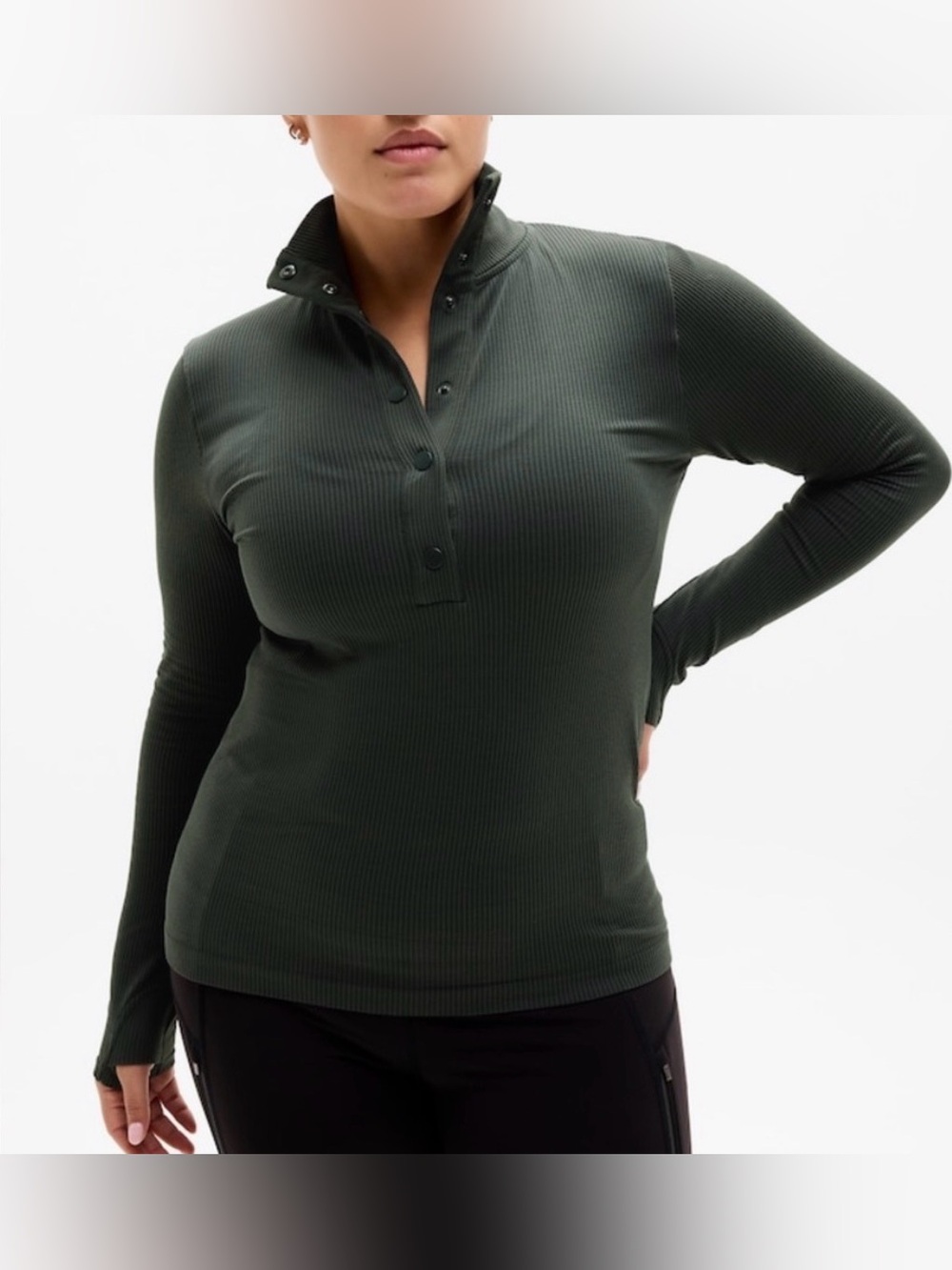 Athleta Dark Green Flurry Seamless Henley